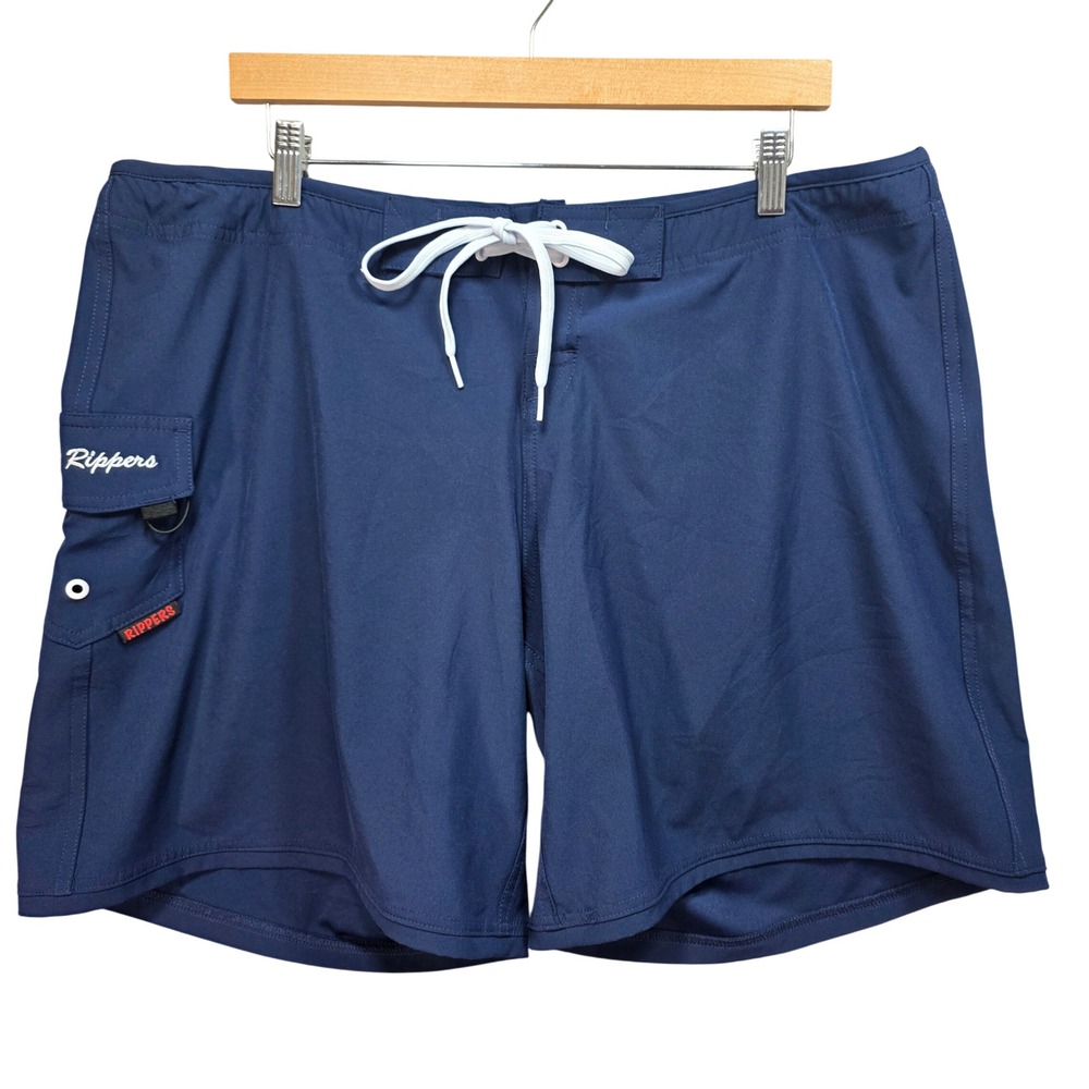 Maui Rippers Board Shorts Womens 18 Surf Swim Navy Blue Cargo Pocket Stretch
